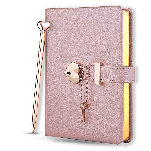 Poshieca Heart Shaped Lock Diary with Key PU Leather Cover Journal Personal Organizers Secret Notebook for Girls & Women B6 Size 5.3x7inch Diary with Rose Gold Metal Ballpoint Pen (Pink) Poshieca Heart Shaped Lock Diary with Key PU Leather Cover Journal Personal Organizers Secret Notebook for Girls & Women B6 Size 5.3x7inch Diary with Rose Gold Metal Ballpoint Pen (Pink)