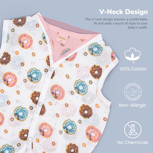 Image of BAYBEE 100% Muslin Cotton New Born Baby Clothes for Kids | Sleeveless Summer Wear with Soft & Breathable | Shirt and Shorts Set | Jablas for Baby Girl Boy Dress