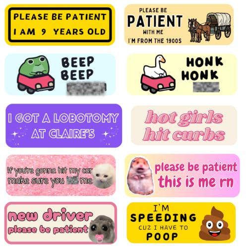 10PC Funny Car Bumper Magnet Fun Magnetic Magnets Sticker Decal Prank for Cars Truck Adults Hot Girls Hit Curbs New Driver Please Be Patient Beep Honk Poop Joke Novelty Accessories Gifts