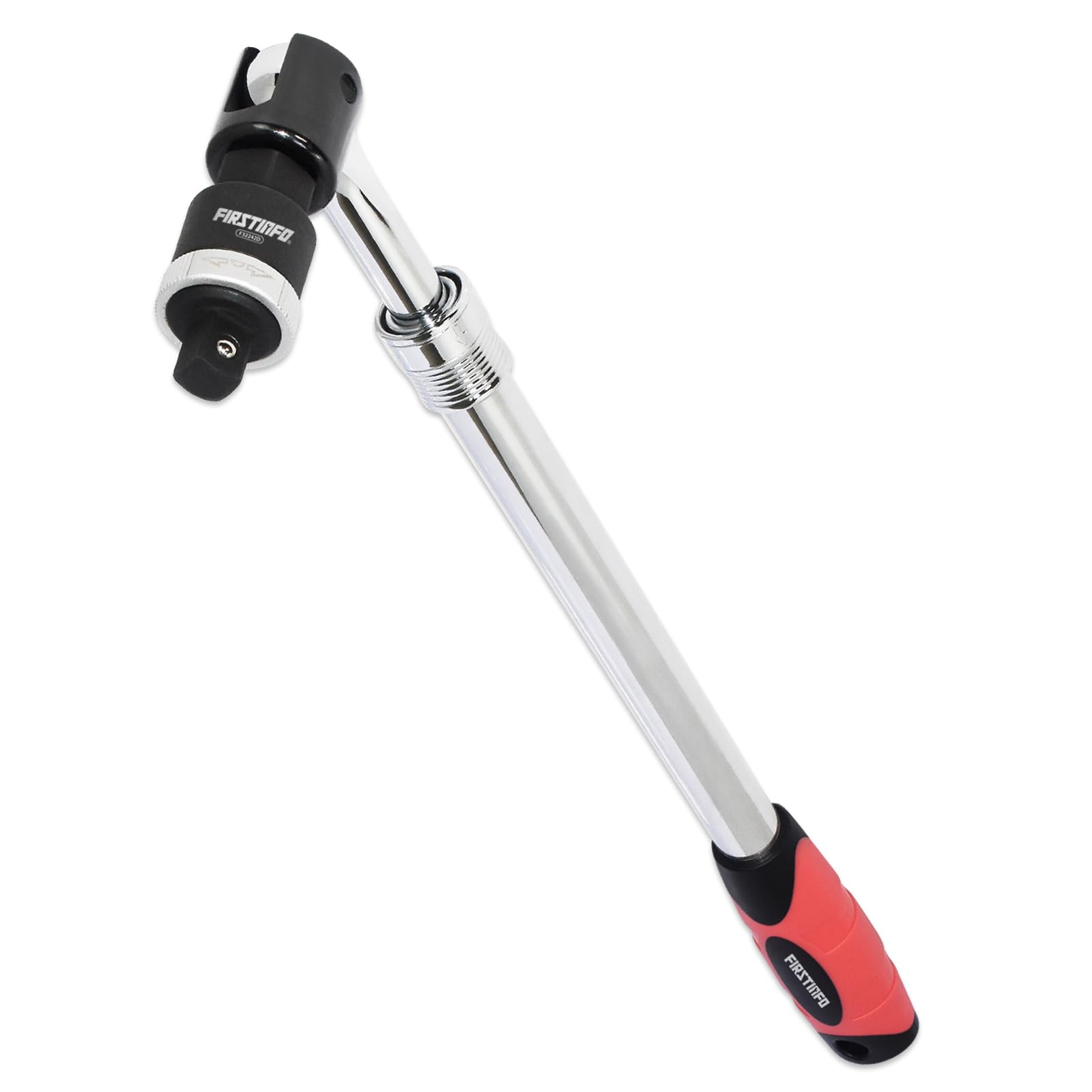 FIRSTINFO Barre de Force Extensible 1/2 Pouce avec Adaptateur à Cliquet Réversible, Tête Flexible 230°, Longueur Réglable 470-622 mm, Acier Chrome-Vanadium F32242D