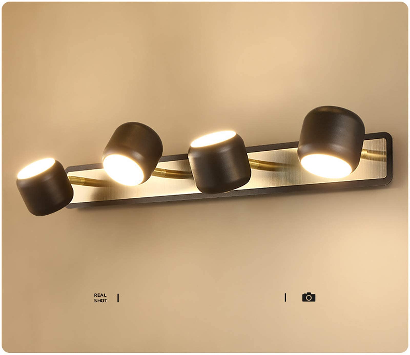 Światło Lustrzane Led,Regulowana Lampa Ścienna Lustrzana Wewnętrzna,Metalowa Akrylowa Wodoodporna Lampa Ścienna 2/3/4 Głowy,Do Toalet W Łazience/Black/4 Heads 20W