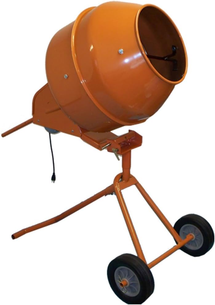 XtremepowerUS 5 Cubic Feet Tall Portable Cement Concrete Mixer Handle Adjustable Drive Gearbox with Wheel
