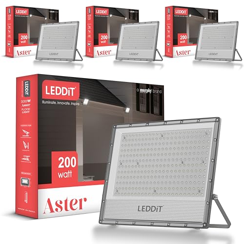 Image of Aster 200W LED Flood Light | IP66 Waterproof Outdoor Flood Light | High Brightness Security Light | Heavy Duty Aluminium Body | Cool White | 2 Year Warranty | Pack of 4