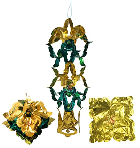 Image of Classic Metallic Folding Paper Hanging Lamps Chandeliers Garland (Multicolor) (Glory Lamp, 6 Pieces)