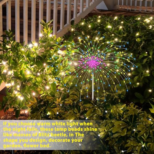 Luz de fuegos artificiales para jardín solar con 150 LED y 8 efectos visuales moldeables 7