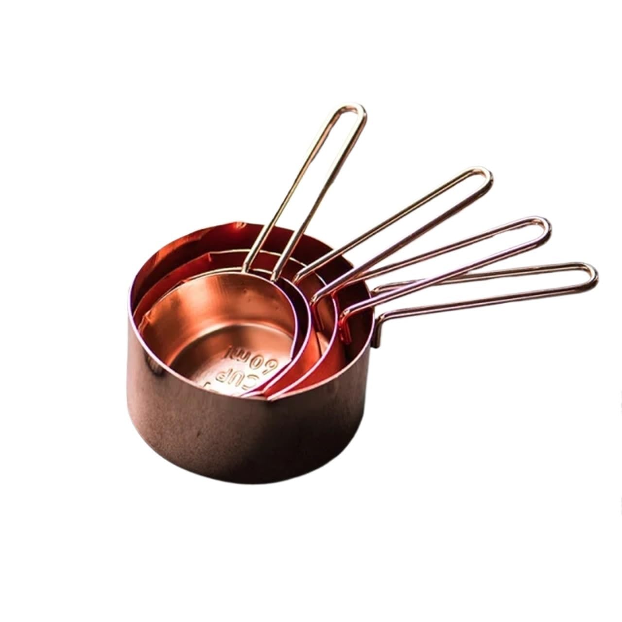 Roségoldene Messbecher, stapelbare Küchenwaage | Edelstahl-Esslöffel for Zuhause, Messbecher, Lebensmittel, Backen, Koch-Gadget-Sets(Cup-4pcs rose gold)
