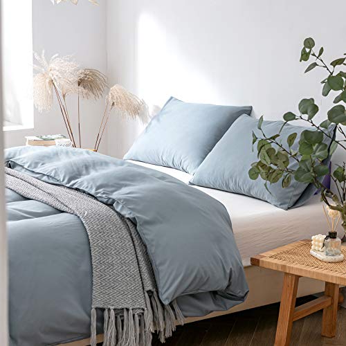 Good Nite Single Duvet Cover Set Bedding Quilt Cover Sets Single With Pillowcases Soft Microfiber Bed Cover Set Machine Washable (Blue Gray - Image 2