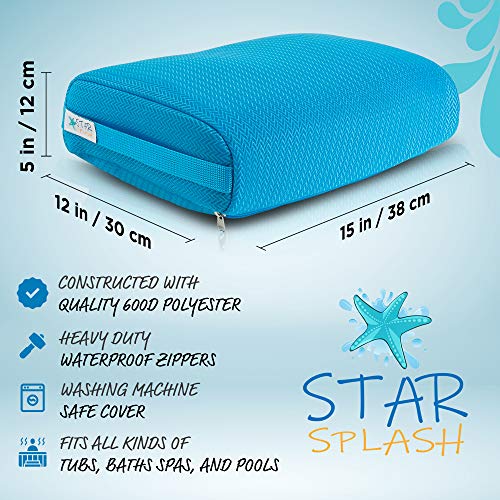 Star Splash Hot Tub Booster Seat, 15 x 12 x 5 Inches - Bath Cushion with Non-Slip Micro Dot Bottom and 6 Weight Sections - Quick Dry Inflatable Hot Tub Accessories for Adults and Kids