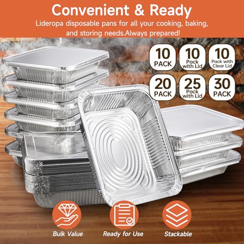 Image of Half Size Aluminum Pans 9x13-10 Pack Aluminum Foil Pans, Heavy Duty Disposable Pans for Cooking, Baking, Meal Prep, Parties & Food Storage