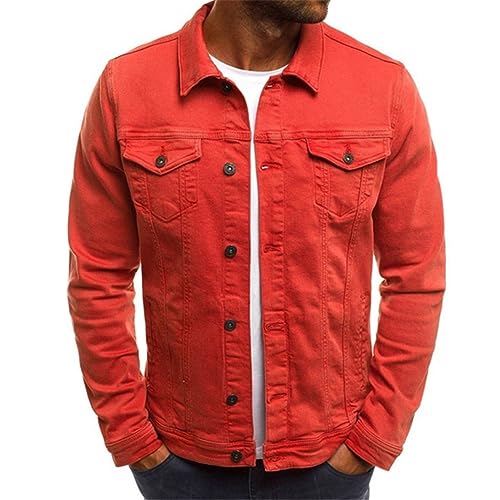 Spring And Autumn Solid Color Denim Jacket Men Lapel Neck Single-Breasted Coat Male Slim Fit Casual Multi-Pocket Top2