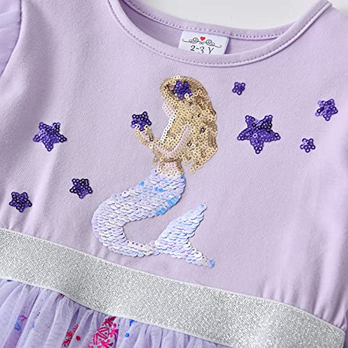 DXTON Kids Girls Dresses Long Sleeve Toddler Winter Party Tutu Dresses for 2-8T4