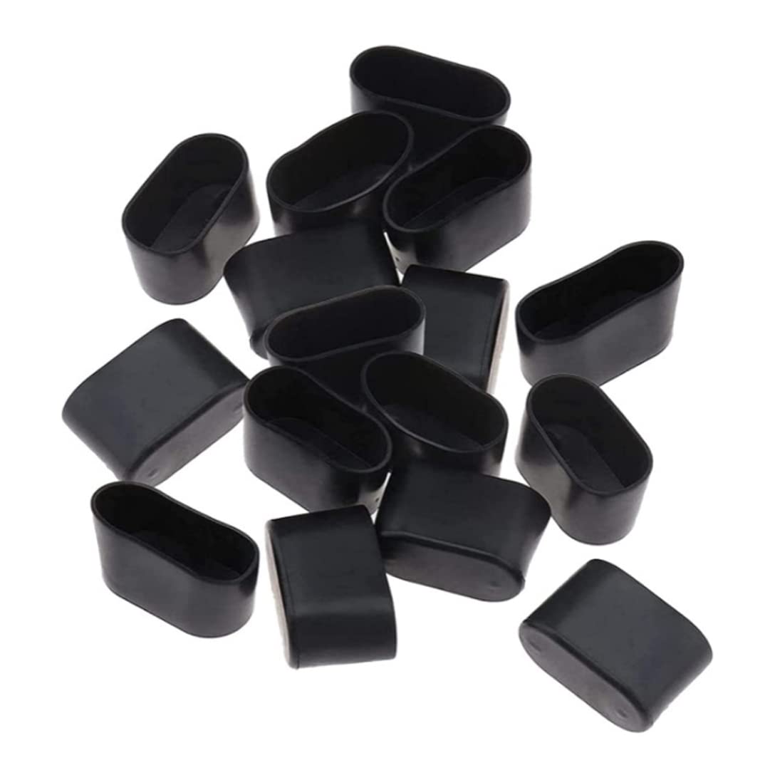 Nopeilvi Black 16Pcs Oval Furniture Feet Pads Rubber Table Chair Leg End Caps Covers Tips Floor Protectors To Protect Hardwood Floor From Scratches And Damages 25X50mm Rubber Feet, Rubber Feet