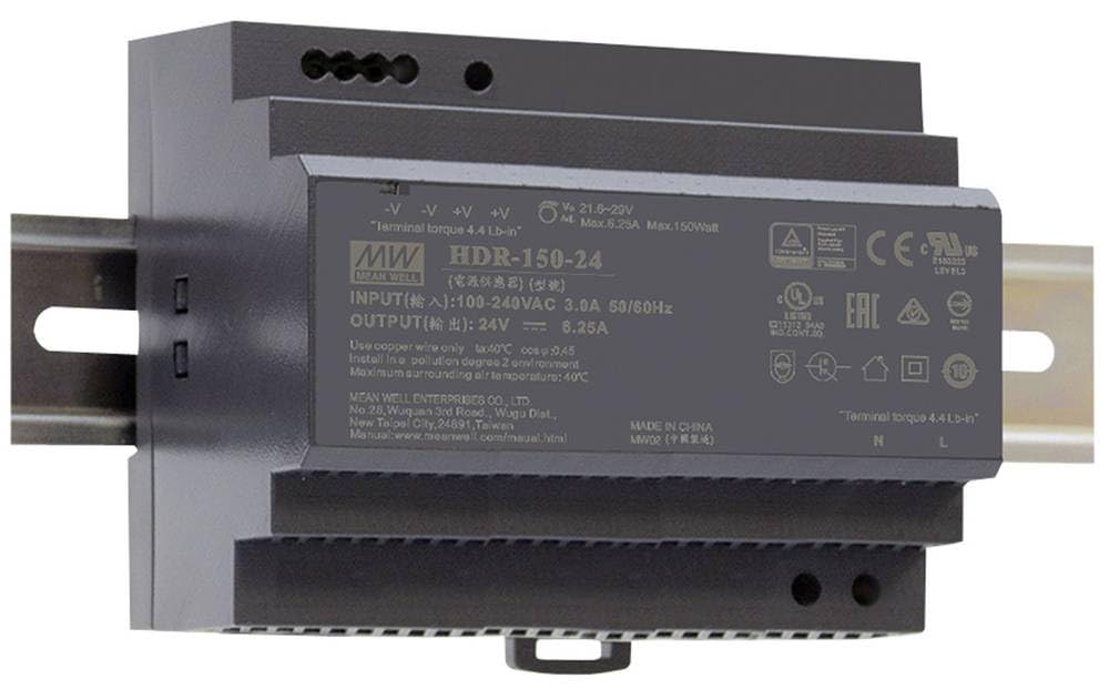Mean Well HDR-150-24 HDR-150 Marchepied ultra fin 24 V