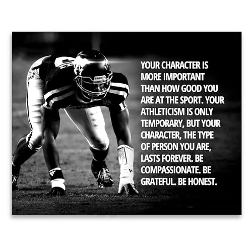 AMERICAN LUXURY GIFTS Inspirational Football Poster - Character Over Athleticism - Motivational...