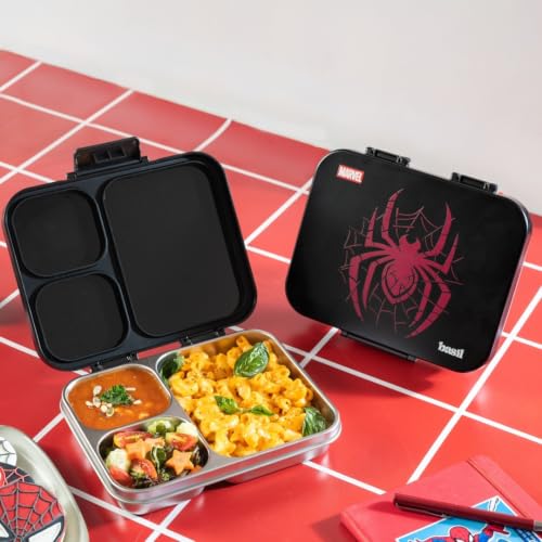 Image of Basil Bento Ace 3C Stainless Steel Lunch Box for Kids | 3 Compartment Leakproof Tiffin Box for Teens & Adults | BPA-Free, Easy-to-Open School Lunch Box | Phantom Web