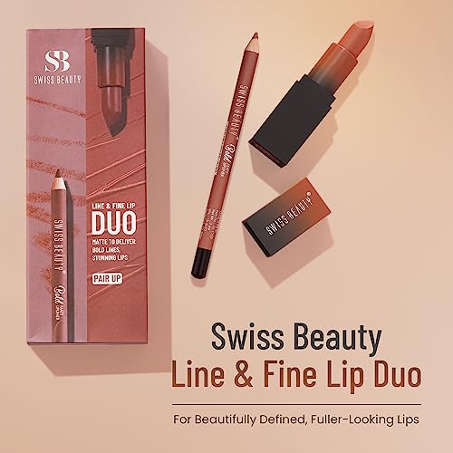 Image of Swiss Beauty Line & Fine Lip Duo with Lip Liner & HD Matte Lipstick |Matte Finish |Long-Lasting | Non-Drying | 3.2gm