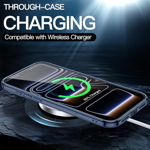 Image of JETech Case for iPhone 17 Pro 6.3-Inch, Non-Yellowing Shockproof Phone Bumper Cover, Anti-Scratch Clear Back (Deep Blue)