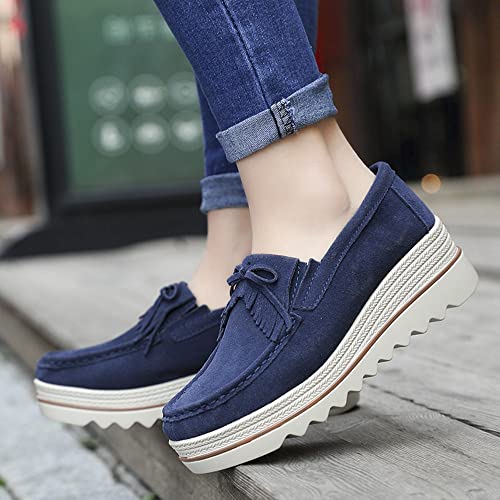 Image of YING LAN Women Slip On Loafers Comfort Suede Moccasins Wide Low Top Shoes