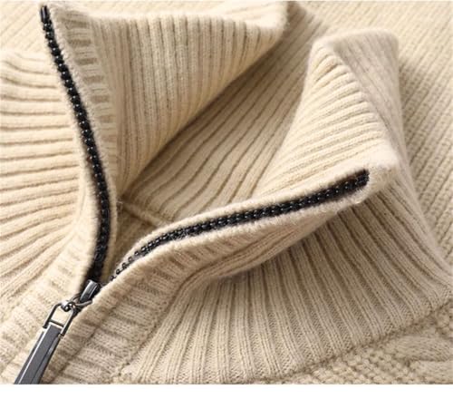Men's Zipper Lapel Thick Casual Long Sleeve Knitted Sweater2