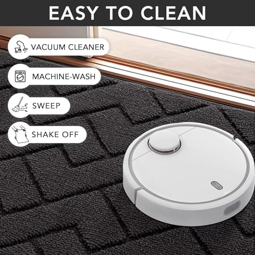 Image of hicorfe Front Door Mat Indoor Entrance,20 inchx32 inch Absorbent Dirt Resist Welcome Door Mats,Stain and Fade Resistant,Non Slip Backing Entry Mat Doormat for Entryway(Charcoal)