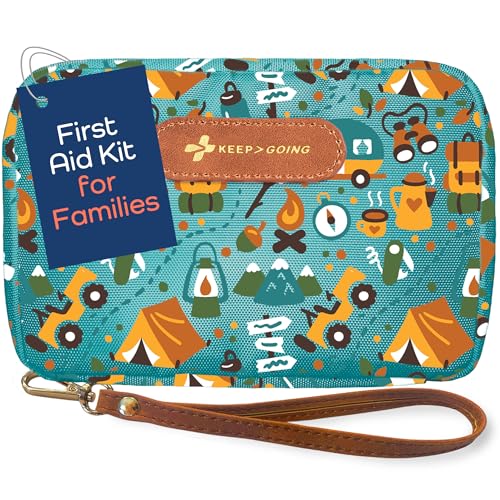 Image of KeepGoing Travel First Aid Kit for Kids – 130 Pc. for Car, Home, Purse, Diaper Bag & Backpack with Latex-Free Bandages - Mini First Aid Kit Travel Size TSA-Approved