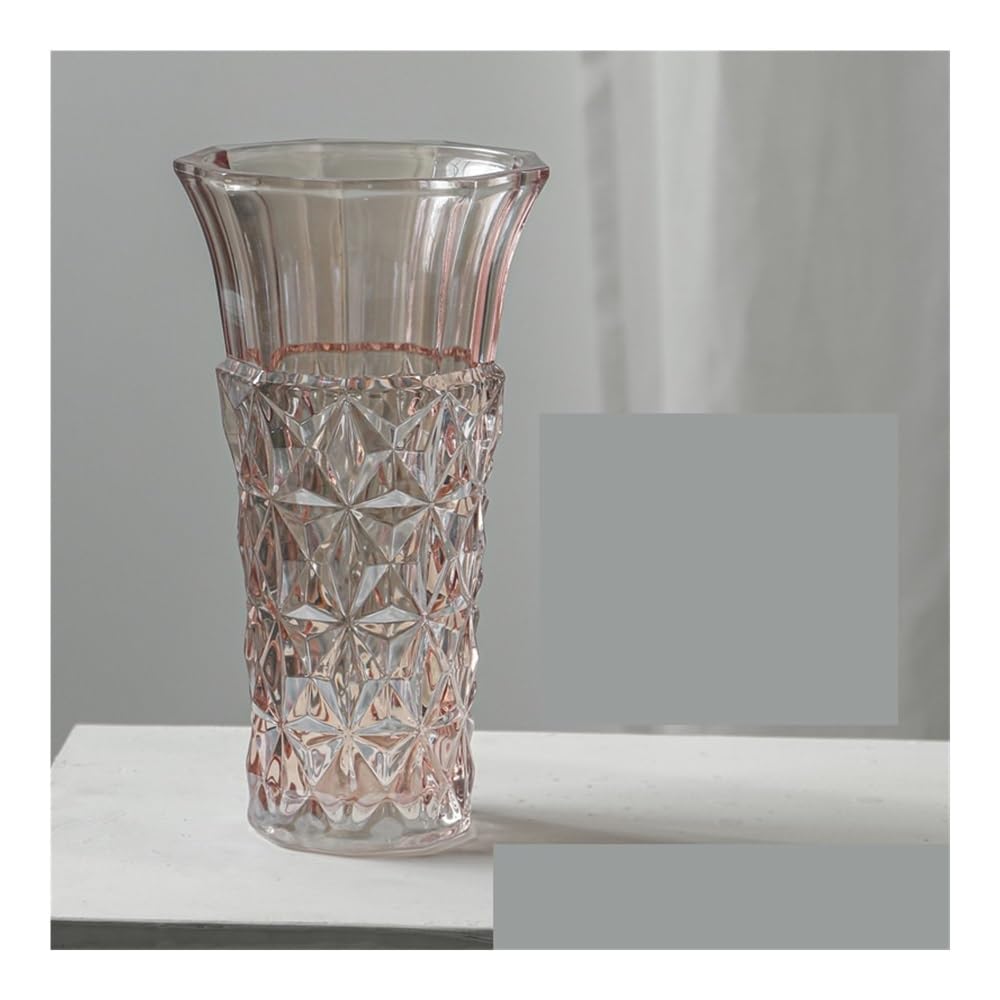 Jarrón de cristal nórdico para decoración del hogar, decoración de mesa de agua, arreglo floral de gran diámetro, decoración de jarrón de vidrio para sala de estar (C)