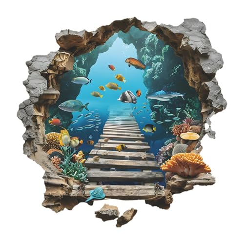 XLWLLNJ Calcomanía de Pared Bajo El Mar, Pegatina de Pared Rota, Decoración