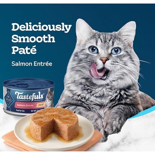 Image of Blue Buffalo Tastefuls Wet Cat Food Pate, Made with Natural Ingredients | Salmon Entree, 3-oz. Cans (24 Count)