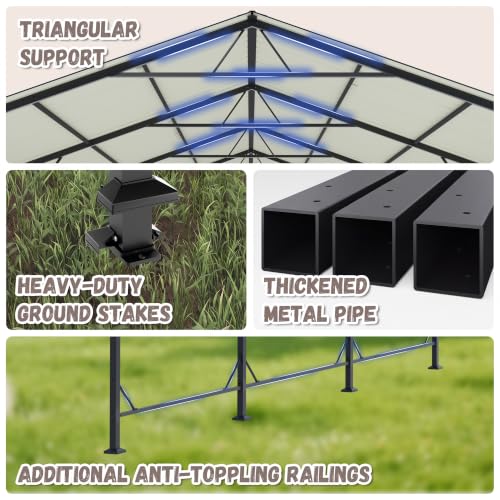 Image of Greesum 10x15FT Heavy Duty Metal Carport with Side Support Rods