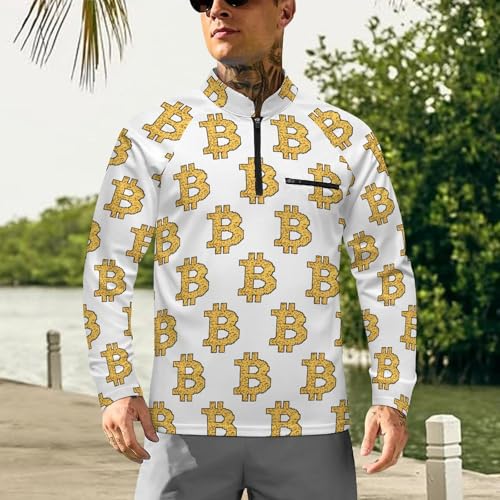 Bitcoin Sign Men's Sun Protection Shirts UV SPF UPF 50+ Long Sleeve Rash Guard Lightweight2