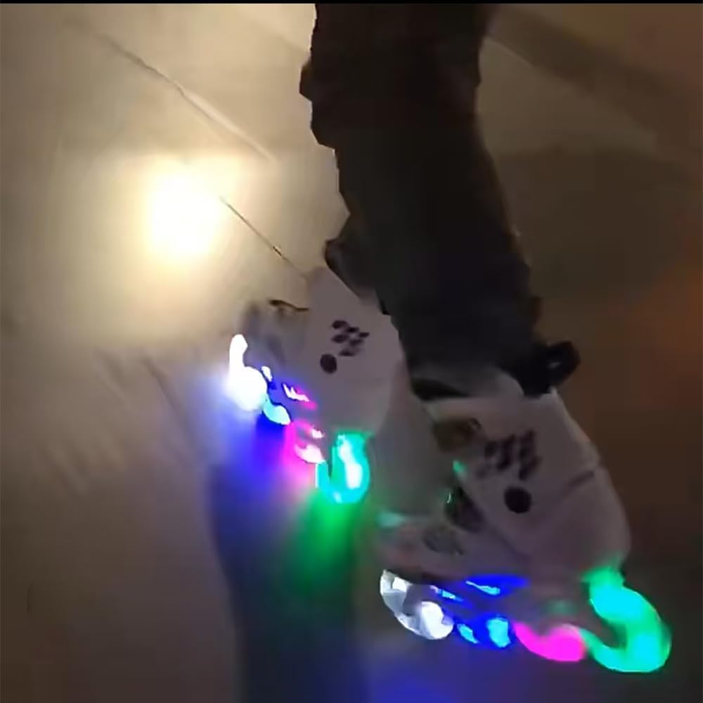 Vervangingswielen voor inlineskates voor buiten en binnen, 8-pack led-inline skate, 90A, freestyle-remwielen met lagers, vervangende vervangende oplichtkatrol (F, 64 mm