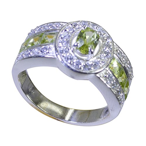 Bague en argent et péridot vert véritable pour femme taille 48-68
