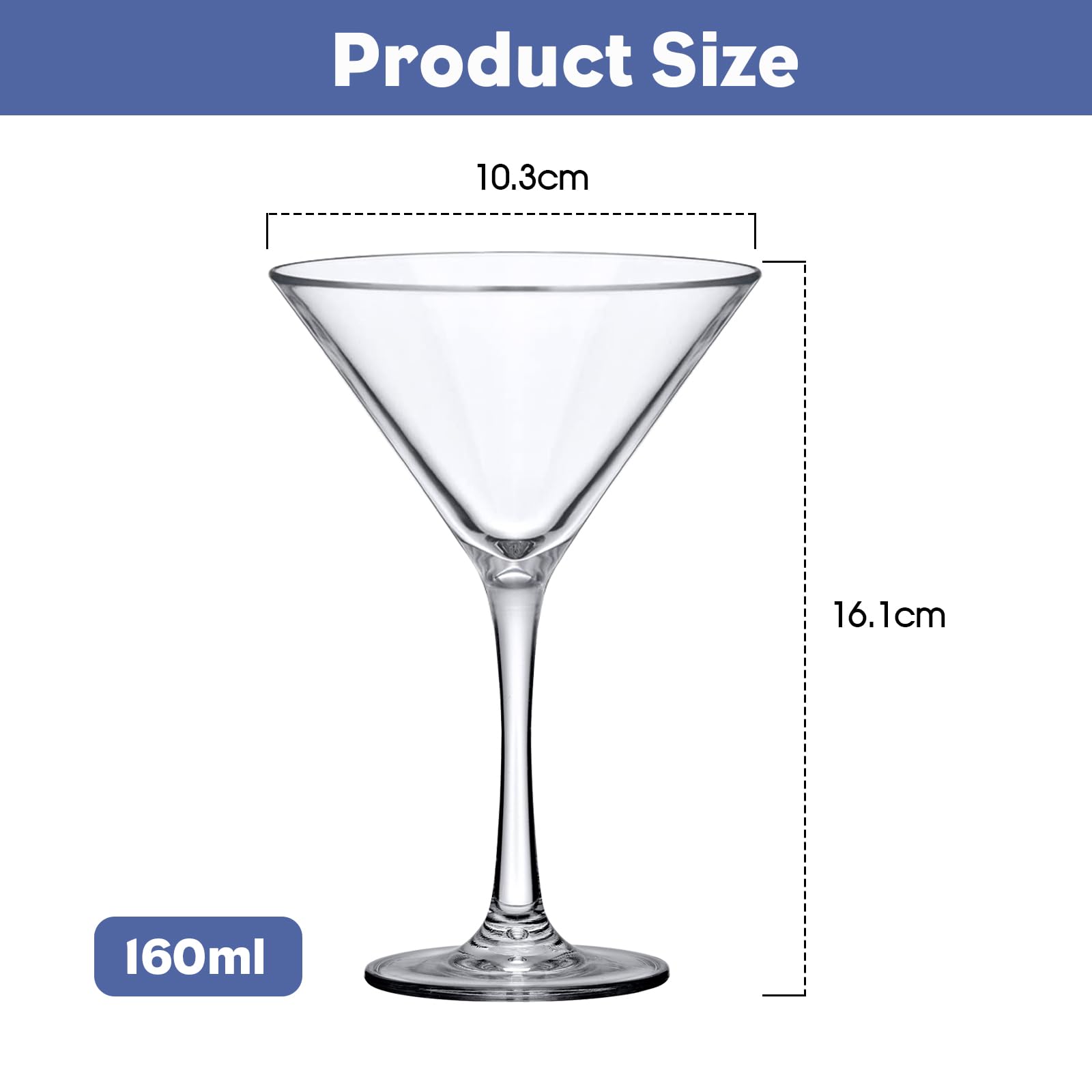 ZhouZGlass Martini Glasses Set of 6, 7 oz Martini Cocktail Glasses, Premium Crystal Cocktail Glasses for Bar, Margarita, Whiskey, Gin, Tequila, BPA-Free, Top Rack Dishwasher-Safe, Clear - Image 2