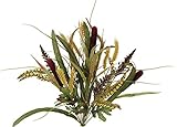 Admired By Nature GPB4407-BURG Faux Cattail Wheat Fall Mix Bush Arrangement, Burgundy