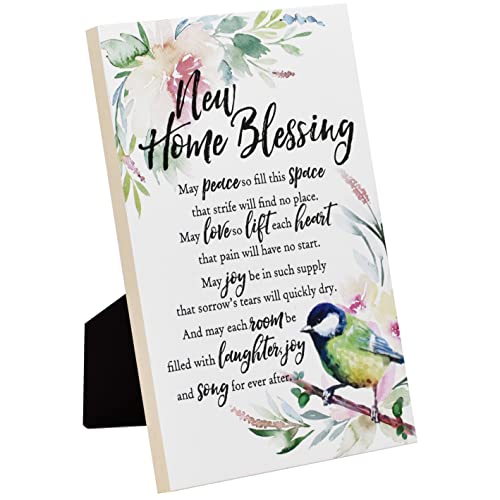 Dexsa New Home Blessing Wood Plaque With Inspiring Quotes 6"X9" - Elegant Frame Wall & Tabletop Decoration | Easel & Hanging Hook | Christian Family Religious Home Decor Saying | Made In The Usa #TOP5