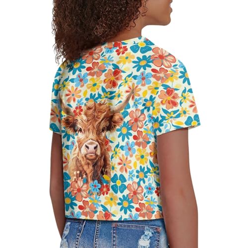 Image of 4th of July Shirt for Girls 7-8 Years US Flag Crop Tops Kids Outfit Independent Day Graphic Tee-