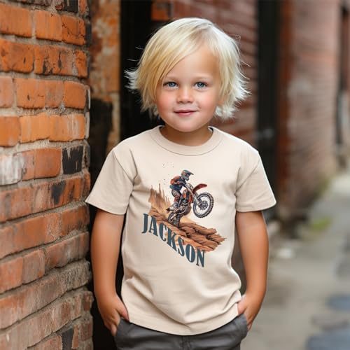 Personalized Name Boys Dirt Bike Toddler Shirt - Custom Motorcycle Kids Name Birthday Party Tee - Boy Children Toddler Youth Kids Clothing3