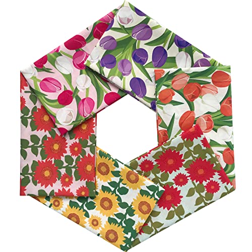 Misscrafts 100% Cotton Quilting Fabric Bundles Craft Fabric Squares Fat Quarters Multicolored for Patchwork DIY Sewing Scrapbooking (6pc 18x22â€ Tulip)