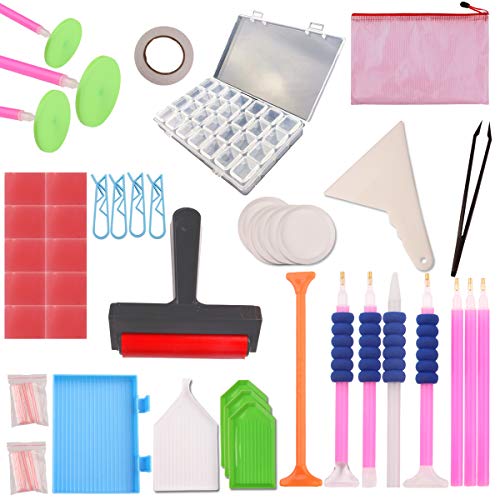 Diamond Painting Tools 20pcs 5D Diamond Painting Accessories Kits with 28 Slots Diamond Embroidery Box for DIY Art Craft