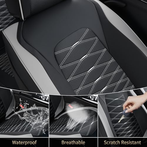 Image of FLORICH Car Seat Covers Front Seat, Leather Seat Covers for Cars, Waterproof Car Seat Protector Breathable Automotive Seat Covers Universal Fit for Most Cars SUV Truck