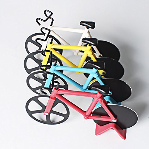 (Branco) - Glow Castle Originalidade Forma de bicicleta Faca de pizza de aco inoxidavel Faca de panq