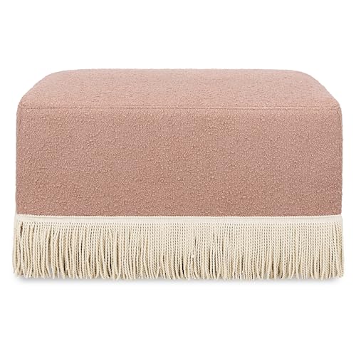 Namesake Crawford Gliding Ottoman in Rose Boucle with Ivory Tassel Fringe, GREENGUARD Gold and CertiPUR-US® Certified, No Assembly Required