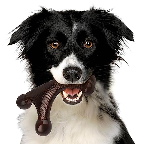 犬のおもちゃ 激しく噛む 犬噛むおもちゃ 丈夫な犬の歯を掃除する ほとんど壊れないナイロン骨の 本物の牛の味 中型または大型犬用