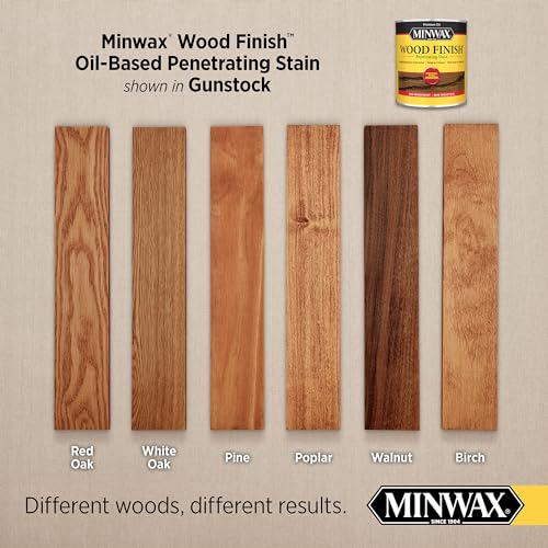Image of Minwax 223104444 Wood Finish Penetrating Interior Wood Stain, 1 /2 pint, Gunstock