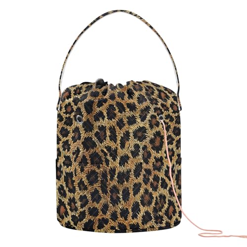 Yarn Storage Bag Small Crochet Bag Knitting Bag Organizer Cheetah Animal Leopard Yarn Bags for Crocheting Basket