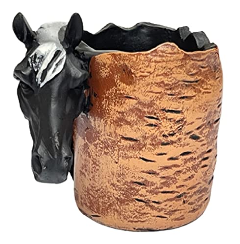 Image of AUGEN Pen Stand Decorative Hand Painted Horse Design Stationery Holder | Gift Item | Table Top Decor (1038)