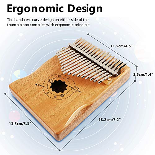 Kalimba 17 toetsen duim piano, vinger piano met muziekboek & Tune hamer, draagbare Mbira Sanza Afrikaanse houten vinger… - Image 5