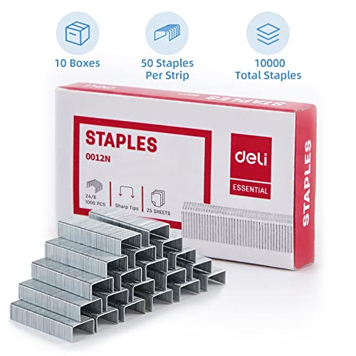 ezwork standard staples, 1/4 inch length, 25 sheet capacity, 10000 staples, 10 pack general purpose staple, jam free sharp chisel point staples for most standard desktop staplers (24/6, 1/4'' length) ezwork standard staples, 1/4 inch length, 25 sheet capacity, 10000 staples, 10 pack general purpose staple, jam free sharp chisel point staples for most standard desktop staplers (24/6, 1/4'' length)
