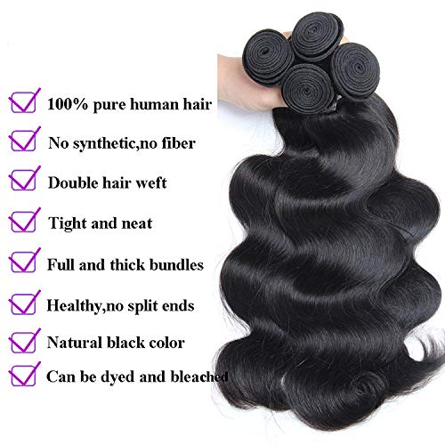 Image of UNice Hair Icenu Series 10A Brazilian Body Wave Virgin Hair 3 Bundles 100% Human Hair Weave Extensions Natural Color 95-100g /piece (10 12 14)
