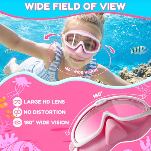 Image of Seago Kids Swim Goggles 2 Pack for 3-12, Anti-Fog Clear View,Toddler Goggles with Nose Cover Swimming Goggles